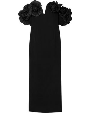 Oscar de la Renta Off-The-Shoulder Mid-Length Dress - Black
