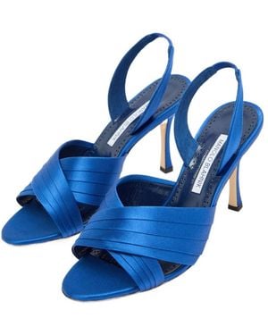 Manolo Blahnik Ruched Strap High Heels - Blue