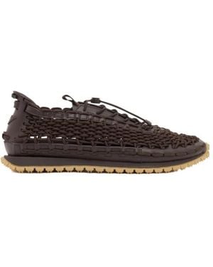 Emporio Armani Woven Toggle-Fastening Trainers - Brown