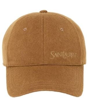 Saint Laurent Logo Embroidered Baseball Cap - Brown