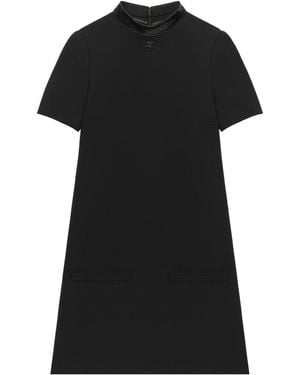 Courreges Vinyl-Collar A-Line Mini Dress - Black