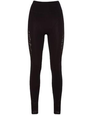 Versace Logo Jacquard Tight Leggings - Black