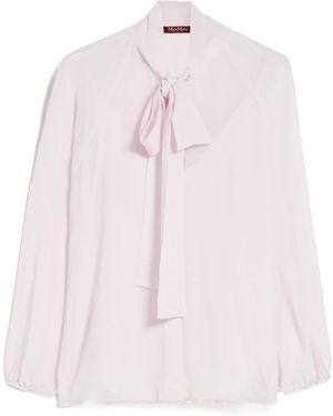 Max Mara Bow Tie Long-Sleeved Shirt - Pink