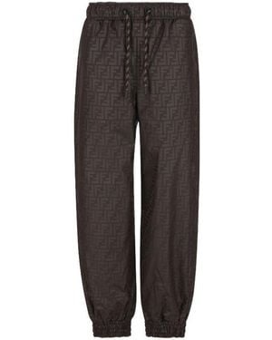 Fendi Ff-Logo Tapered Track Pants - Brown