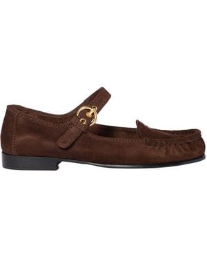 Miu Miu Suede Loafers With Buckle - Brown