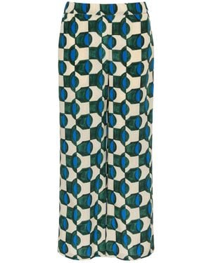 Weekend by Maxmara Wkdeusebio Geometric Printed Cropped Trousers - Green
