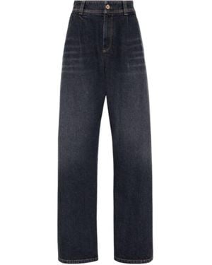 Brunello Cucinelli High-Waisted Wide-Leg Jeans - Blue