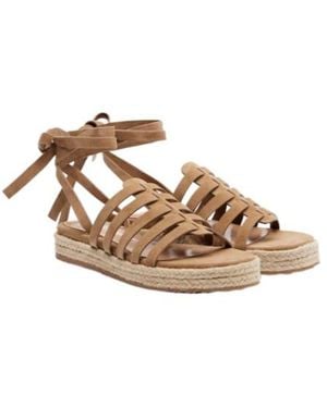 Gianvito Rossi Suede Espadrille Sandals - Brown