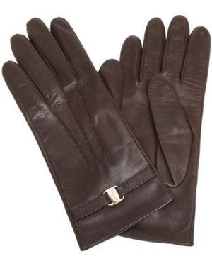 Ferragamo Logo Detail Gloves - Brown