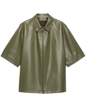 Prada Nappa Leather Zipper Shirt - Green