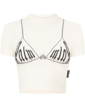 Palm Angels Cropped Fitted Tshirt - White