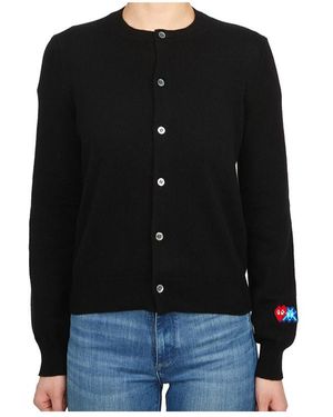 COMME DES GARÇONS PLAY Logo-Patch Wool Cardigan - Black