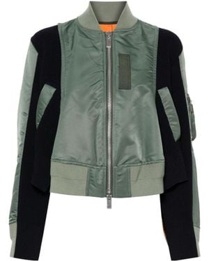 Sacai Panelled Bomber Jacket - Green