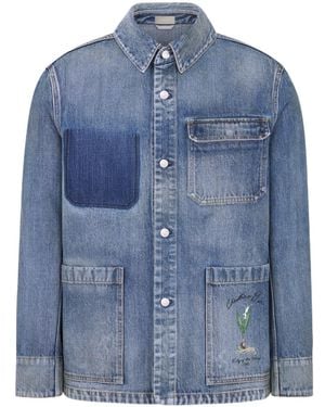 Dior Collared Button-Up Denim Jacket - Blue