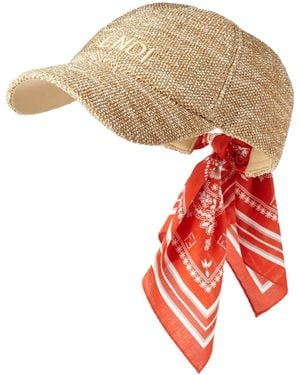 Fendi Logo Embroidered Scarf-Detailed Baseball Cap - White