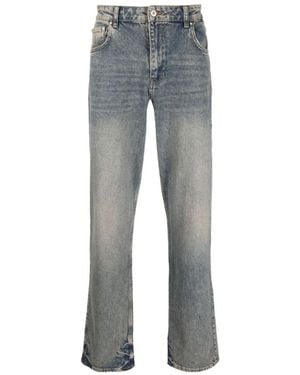Represent Bleached-Effect Straight-Leg Slim-Cut Jeans - Grey