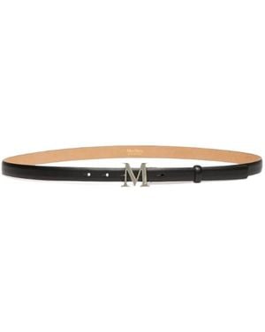 Max Mara Logo Plaque Buckle Belt - White