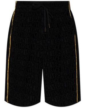 Versace Drawstring Elastic Waist Shorts - Black