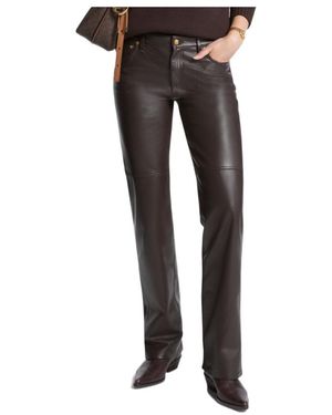 MICHAEL Michael Kors Straight-Leg Leather Trousers - Black