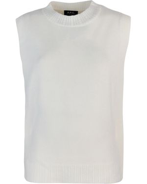 A.P.C. Crewneck Knitted Vest - White
