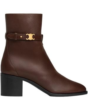 Celine Garance Triomphe Strap Boot - Brown