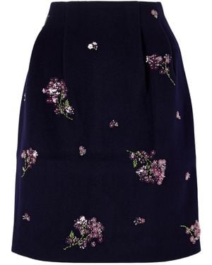 ShuShu/Tong Embellished Wool Midi Skirt - Blue