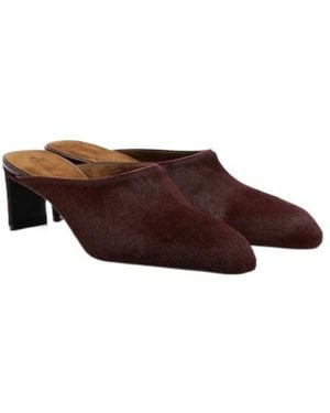 KHAITE Colt Calf Hair Mules - Brown