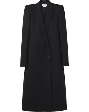 McQueen Stacked Shoulder Tailored Coat - Black
