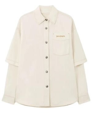 Palm Angels Hybrid Buttoned Overshirt - White