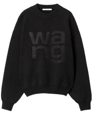 T By Alexander Wang Alexander Wang Logo Detailed Knit Sweater - Black