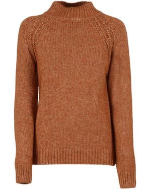 K-Way Terry Mock-Neck Sweater - Brown