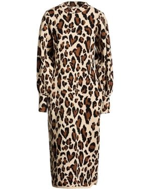 FARM Rio Leopard Print Knit Dress - White