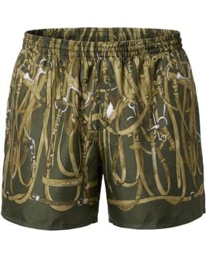 Gucci Printed Silk Twill Shorts - Green