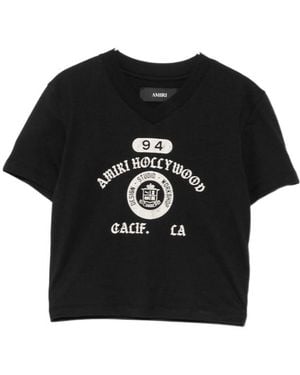 Amiri Logo-Print V-Neck T-Shirt - Black