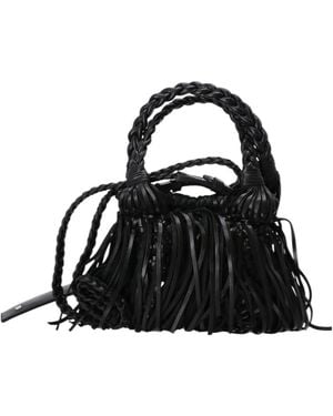 KARL LAGERFELD Braided Fringe Tote Bag - Black