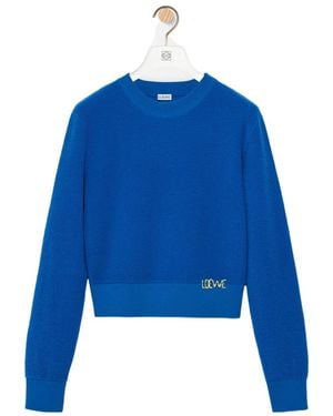 Loewe Long-Sleeved Wool Knit Top - Blue