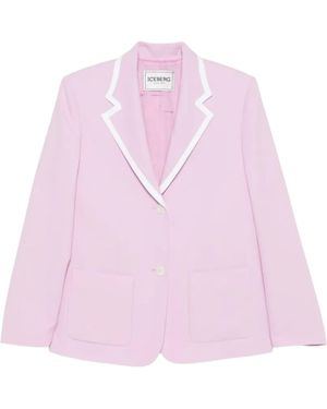 Iceberg Contrasting-Trim Blazer - Pink