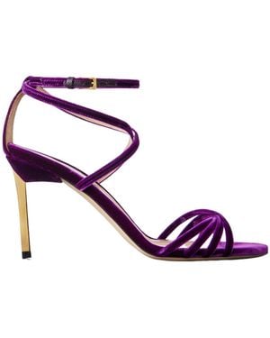 Tom Ford Ida Velvet High-Heeled Sandals - Purple