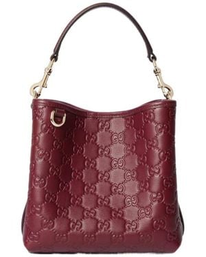 Gucci Gg Emblem Small Bucket Bag - Red