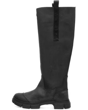 Ganni Round Toe Knee-High Boots - Black