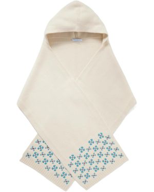 Calle Del Mar Winter Hooded Fair Isle Cashmere Scarf - White