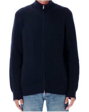 Isabel Marant Ribbed Zip-Up Cardigan - Blue