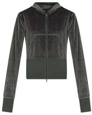 Balenciaga Velvet Zip-Up Hooded Jacket - Black