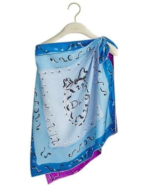 Dior Iviera Asymmetrical Silk Top - Blue