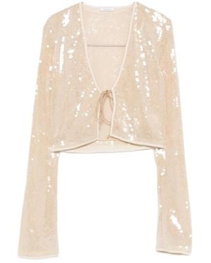 Oséree Oséree Marylin Sequin V-Neck Top - Natural