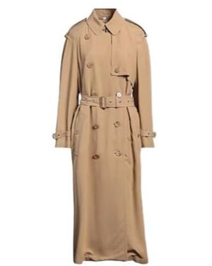 Burberry Solid Colour Long Trench Coat - Natural