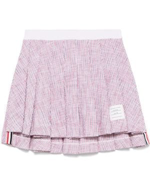 Thom Browne Tweed Mini Pleated Skirt - Pink