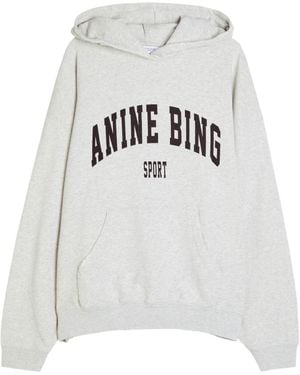 Anine Bing Harvey Hooded Cotton Sweatshirt - Grey