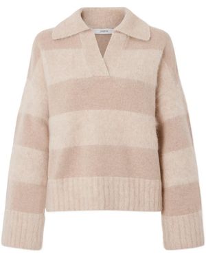 JOSEPH Striped Brushed Polo Shirt - Natural