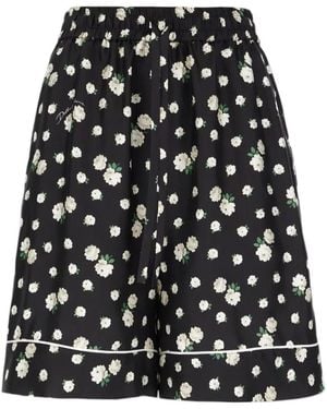 Dolce & Gabbana Relaxed Shorts Elastic Waistband Floral Piping - Black